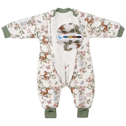 ZIGJOY 2.5 Tog Baby Sleeping Bag with Legs & Long Arms Sleeves Winter Sleep Suit with Feet Toddler Sleep Sack 100% Cotton Wearable Blanket with Foldable Foot Covers for 12-24 Months Boy Girl