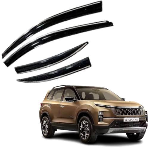 Image of CAR SAAZ Chrome Line Door Visor for Safari (2024-Present)(Set of 4Pcs) | Rain Guard | Wind Deflector