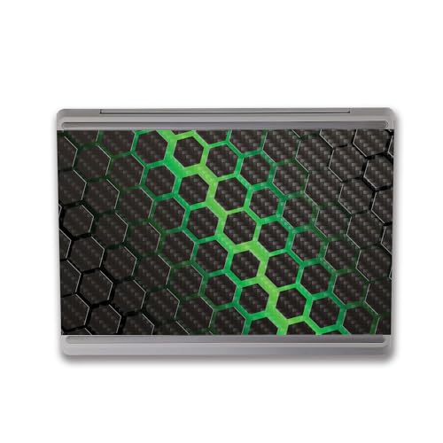 Image of MightySkins Carbon Fiber Skin Compatible with Microsoft Surface Laptop Go 3 (2023) Full Wrap Kit - Green Hex | Protective, Durable Textured Carbon Fiber Finish | Made in The USA