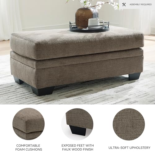 Image of Signature Design by Ashley Stonemeade Upholstered Ottoman, Oversized Contemporary Footrest, 100% Polyester Chenille, Ideal for Living Room Seating, Nutmeg Brown, 44 inch W