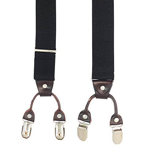 Image of The Tie Hub Suspenders for Men | Slim Clip-On Y-Back Elastic Braces | Adjustable 1.25 Inch | Formal Wedding Office