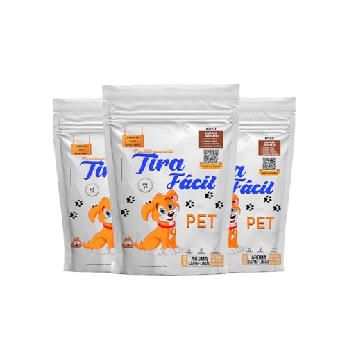 3x Pó Higiênico P/Cães e Gatos Tira Fácil - Seca e Absorve Cocô, Xixi, Vômito em segundos - Perfumad
