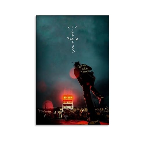 Shmaicheho Poster di Travis Scott Rapper Musica, vintage, su tela, decorazione artistica da parete per soggiorno e camera da letto, 30 x 45 cm, senza cornice