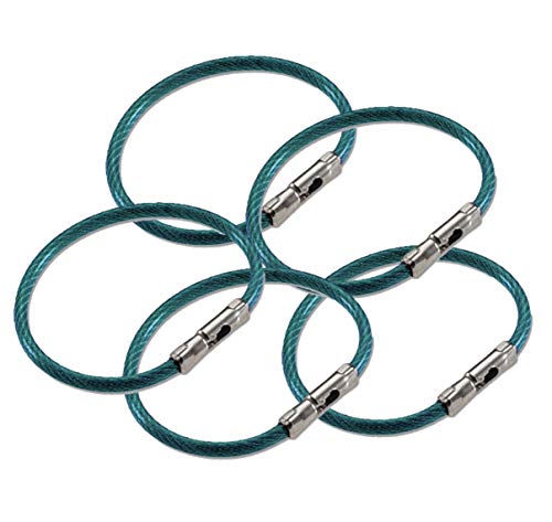 Porte-clés Flex-O-Loc Lucky Line 12,7 cm en acier galvanisé bleu sarcelle x5
