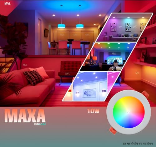 Image of MVL 9 Watt LED Regular Size Round Down Light | Celing Fixture Lamp ((Red /Pink /Blue /Yellow /Violet /Green /Sky Blue /White, Pack of 16)