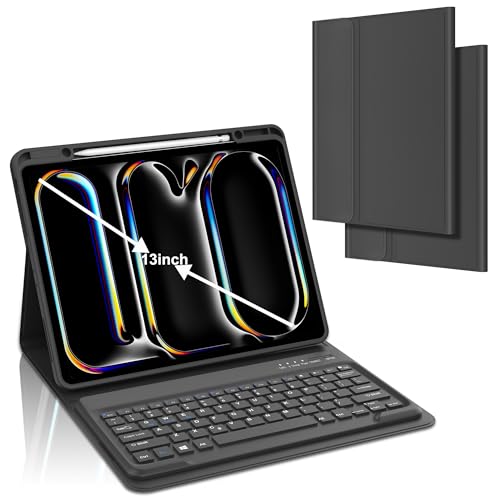 KVAGO Keyboard Case for iPad Pro 13 Inch (M4) 2024, Detachable Bluetooth Keyboard - Auto Wake/Sleep - Slim Folio Cover with Pencil Holder - Keyboard Case for iPad Pro 13 M4 2024 - Space Black