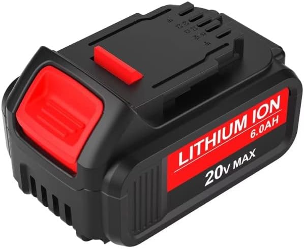 2 Pack 6.0A DCB206 Replacement Battery Compatible with 20V Battery Lithium ion Max DCB200 DCB200-2 DCB201 DCB202 DCB203 DCB204 DCB206 DCB207 DCB180 DCD/DCF/DCG 20 Volt Series Cordless Tools (Red)