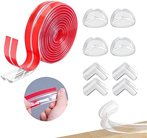 6M/20FT Silicone Baby Proofing Edge with 8 Piece Baby Corner Protectors, Kids Self Adhesive Edge Corner Protectors for Table Edges and Corners