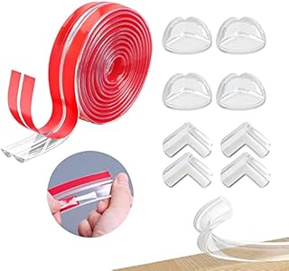 6M/20FT Silicone Baby Proofing Edge with 8 Piece Baby Corner Protectors, Kids Self Adhesive Edge Corner Protectors for Table Edges and Corners