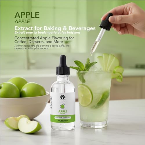 Image of Dolce Flav Natural Apple Extract - 2 oz Water-Soluble Pure Apple Flavoring Drops for Baking, Drinks & Desserts | Highly Concentrated | Sugar Free | Allergen Free | Made in USA