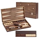 Holz-Backgammon-Set für Erwachsene 15,7 Zoll (40 cm) faltbares Spielbrett mit Holz-Würfelbechern Großes, Premium Reise-Backgammon