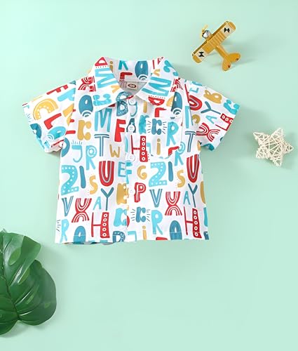 Image of Boys Short Sleeve Button Down Shirts, Plaid and Striped Pattern, Cotton Casual Tops, Pack of 2