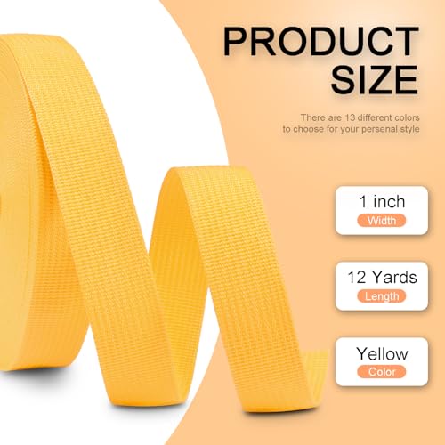 Image of CooBigo 12 Yards Webbing 1 Inch Wide Polypropylene Webbing Strap 1 inch Webbing Strapping for Bags /Lawn Chair /Pool Solar Cover DIY Crafting