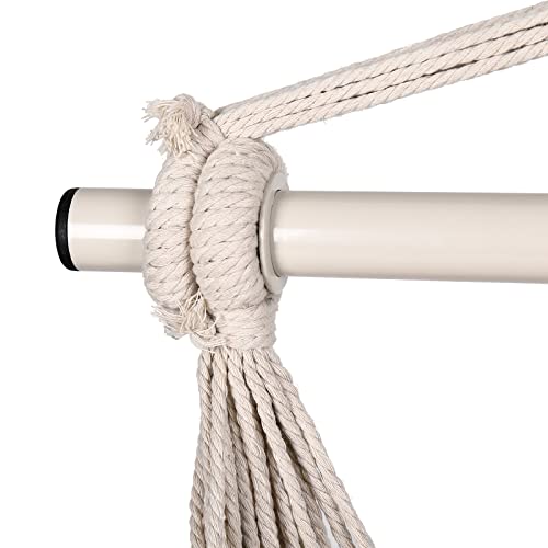 Sterling Hammock Chair Hanging Rope Swing, 2 Cushions Included, Max 350 Lbs Capacity, Pocket For Books Macrame Swing Comfy Chair For Indoors Or Outdoor #TOP3