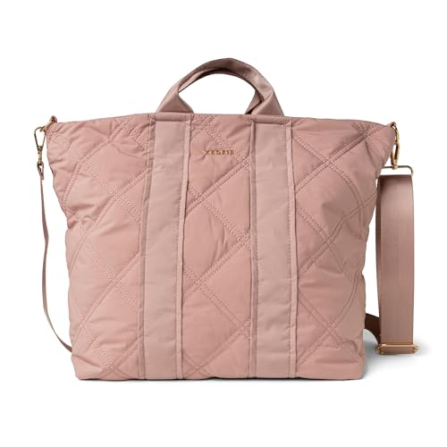 Image of KEDZIE Cloud 9 Quilted Puffer Tote Bag Crossbody Purse for Women - Mauve