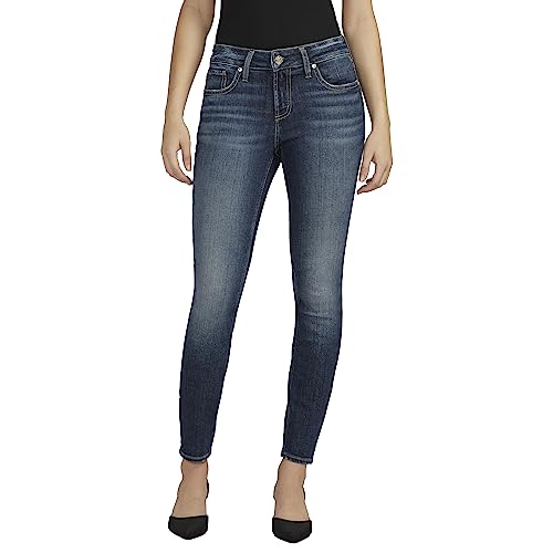 Silver Jeans Co. Women's Elyse Mid Rise Comfort Fit Skinny Jeans