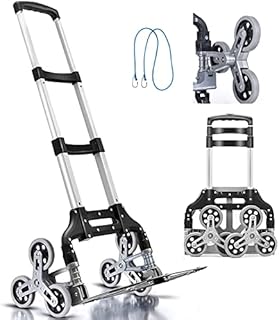 Stair Climbing Shopping Grocery Cart with 6 Mute Wheels, Aluminum Alloy Folding Hand Truck Trolley for Luggage Package Delivery
