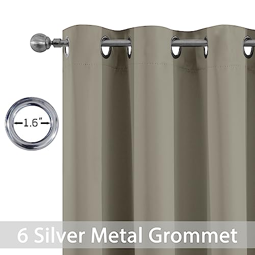 Yakamok Premium Room Darkening Thermal Insulated Curtains for Bedroom/Living Room - Classic Grommet Top (2 Panels, Taupe, 42 Inch by 63 Inch)