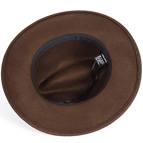 Image of FORBUSITE Wool Felt Wide Brim Fedora Hats for Women Men