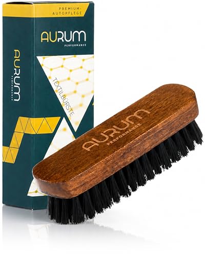 Aurum-Performance Textilbürste Auto gegen Schmutz Flecken & Tierhaare - Polster-Bürste für Textil Polster Alcantara Teppich Autositze - Kleiderbürste Teppichbürste Cabrio Reinigungsbürste