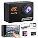 Camlance 4K 60FPS Touchscreen Action Cam mit 64GB Speicherkarte, HD 48MP 40M wasserdichte Unterwasserkamera 8X Zoom, WiFi EIS Helmkamera Fernbedienung Actionkameras, 2 * 1350 Akkus- Zubehör Kits