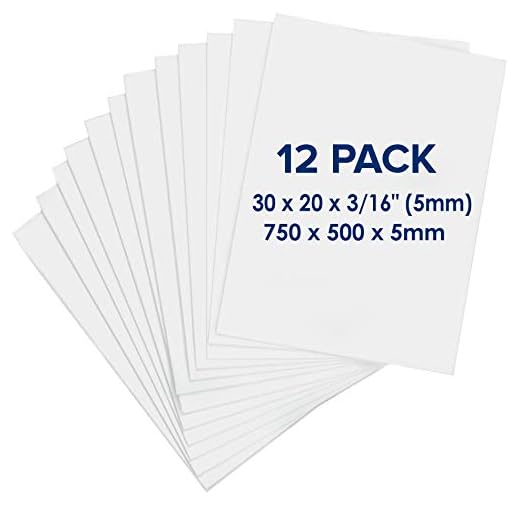 Carton Pluma (Foam Board) 750 x 500 x 5mm - 12 Unidades - Tablero Blanco de Espuma - Hoja de Gomaespuma Ligero para Artesanía, Enmarcar, Arte, Exposiciones, Presentaciones y Proyectos del Colegio