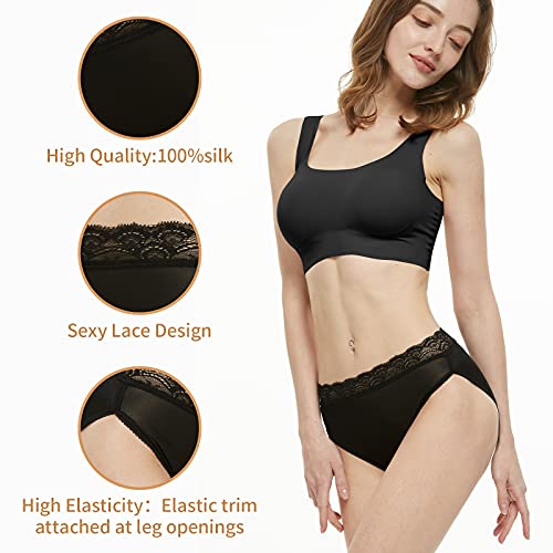Viamulion Women’s 100% Pure Mulberry Silk Knitting Panties for Women lady Underwear Briefs2