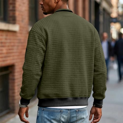 Lightweight Quilted Bomber Jacket Men Zipper Fall Jacket with Sleeve Pocket - image 3