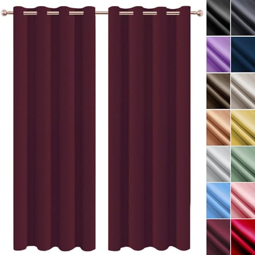 Rideaux occultants haut de gamme 180x100 en polyester vin rouge