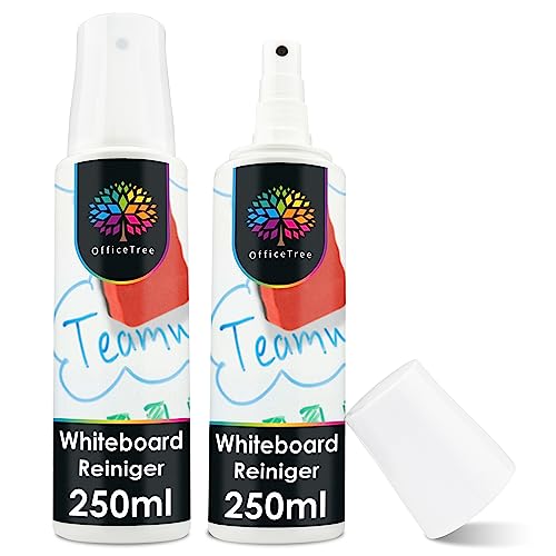 OfficeTree 2 x Whiteboard Reiniger Spray 250 ml - Whiteboard Cleaner Spray zur Reinigung von Whiteboard Magnettafel Flipchart