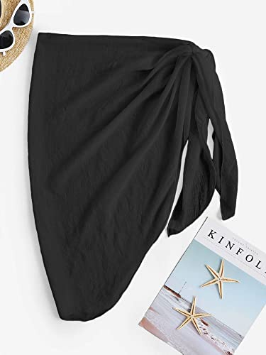 Image of ZAFUL Women's Sarong Coverups Beach Wrap Sheer Bikini Cover Up Mini Skirt | Wraps Swimwear, Cover Ups for Swimwear, Multi-Wear, Texture, Floral