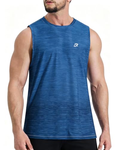 EZRUN Men's UPF 50+ Quick Dry Tank Top Workout Sleeveless Shirt Navy