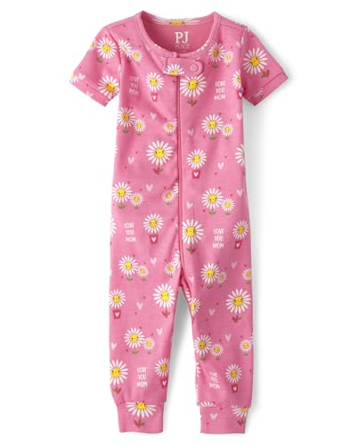 Image of The Children's Place baby-girls And Toddler Snug Fit 100% Cotton Short Sleeve Zip-front One Piece Footless Pajama