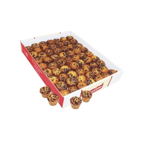 Mini Madalenas Choco Chips | Caja de 1,2 kg | 60 Unidades de Madalenas Artesanales con Pepitas de Chocolate | Deliciosas y Esponjosas, Perfectas para Merienda y Desayuno (Chocolate)