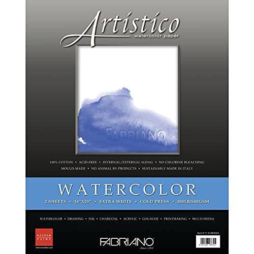 Fabriano Artistico Watercolor Paper | 640 GSM | 16 x 20 (Inches) | Ideal for Professional Artists, 100% Cotton, Cold Pressed, Gouche, Acid Free, Ideal for Watercolour, Printmaking, Digital printing. (B0BV317FSC) Amazon Price History, Amazon Price Tracker