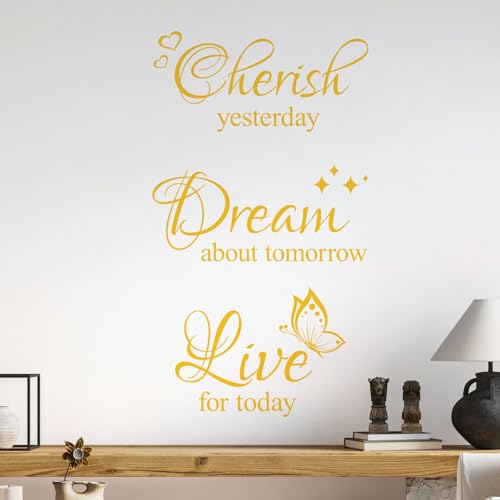 Cherish Yesterday, Dream About Tomorrow, Live for Today - Wall Quote, Wall Art Sticker [Large] [Sunflower]