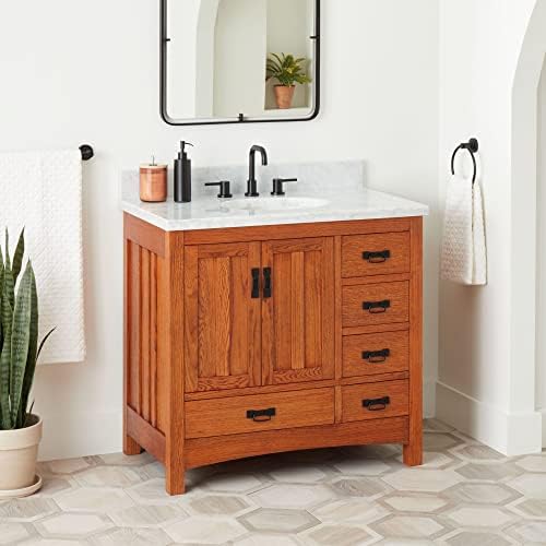 Signature Hardware 484177 Maybeck 36" Free Standing Single Basin Vanity Set with Cabinet and Marble Vanity Top