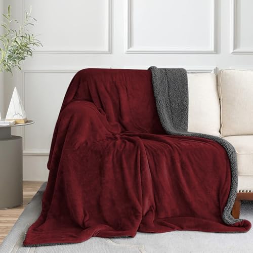 Image of Homestan Sherpa Fleece AC Blanket for Winter, Single, Maroon | Reversible 400 GSM All Season Comforter, Lightweight Summer Quilt, No Filling, Soft & Warm Throw, Breathable & Skin Friendly