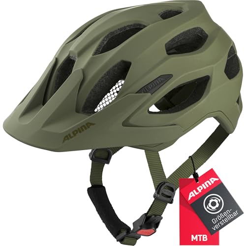 Alpina Carapax 2.0 - Leichter, Stabiler & Komfortabler Fahrradhelm Mit Fliegennetz & Antibakteriellen Polstern Für Erwachsene, Olive matt, 57-62 cm