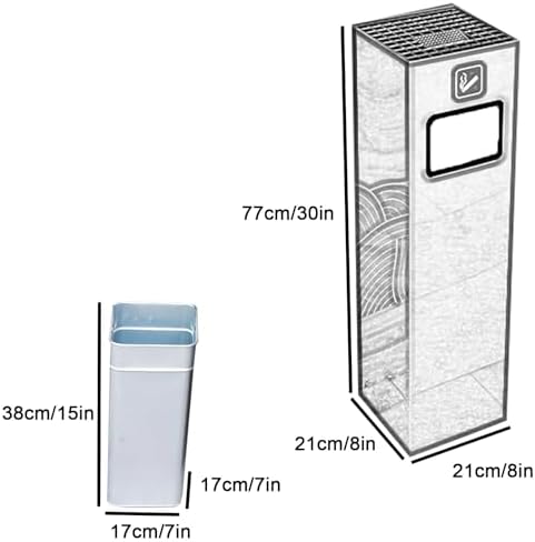 Large Capacity Stainless Steel Outdoor Ashtray with Trash Bin, Rainproof & Sun-Proof Design for Public Spaces, Parks, Patios, and Properties