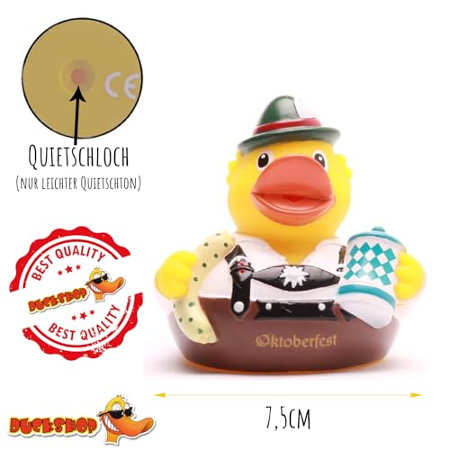 Duckshop I Badeente Oktoberfest Ente I Quietscheente I L: 8,5 cm I Geschenk Bayern I Geschenk Oktoberfest