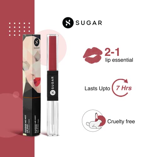 Image of SUGAR Cosmetics - Smudge Me Not - Lip Duo - 04 Plum Yum (Muted Plum) - 3.5 ml - 2-in-1 Duo Liquid Lipstick with Matte Finish and Moisturizing Gloss