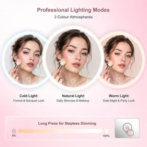 Miniatura 3 de Voltcozy Espejo De Aumento 30x Con Luz Led Espejo Aumento Ventosa Recargable Usb 3 Colores Regulables Diseño Compacto Para Maquillaje Y Viaje Blanco, 1 Unidad