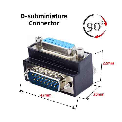 NFHK Up 90 Degree Angled DSUB D-subminiature 15pin Male to Female Extension Adapter DB Connector - Image 2