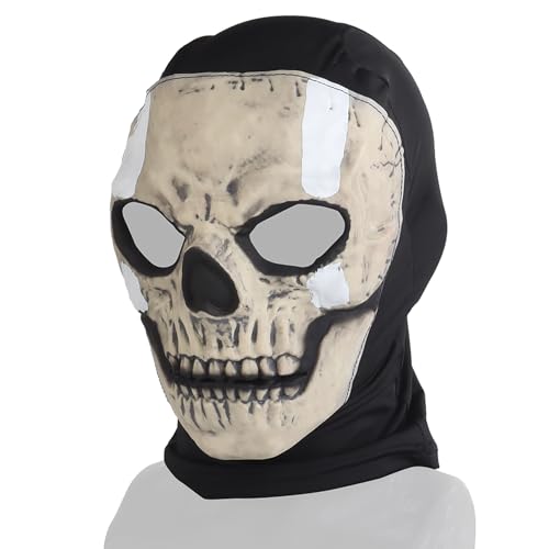 Zhongren Airsoft Cosplay Ghost Balaclava Full Face Skull Masks Skeleton Mask Halloween Moive Prop Party Costume for Paintball Gear CS War Game Outdoor Sport (White)