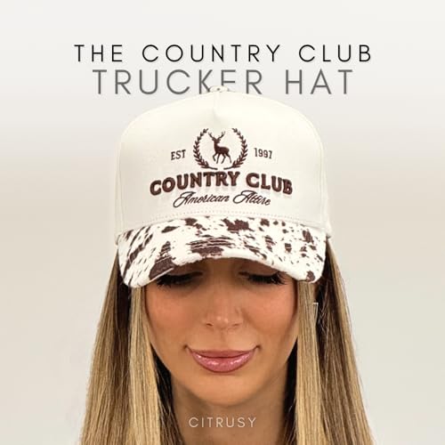 Image of Vintage Western Trucker Hat | Men & Women | Country Cute Caps for Cowgirls Cowboys | Camo Denim Embroidered Cotton | Snapback