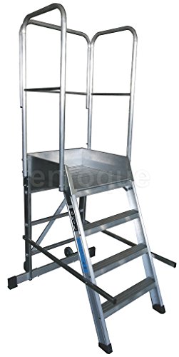 KTL Escalera Profesional de Aluminio un Acceso con Plataforma de Trabajo 4 peldaños 60x60 Serie Store 68º almacén