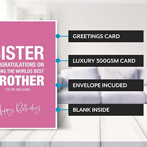 Funny Sister Birthday Card from Brother - Worlds Best Brother - Sister Birthday Card Funny Witty Humorous Joke Hilarious - Cheeky Sister 16th Birthday Card - Little Big Twin - 14th 15th 20th 30th