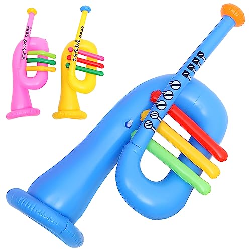 VICASKY Instrumentos inflables 3 piezas para inflar trompeta cuerno instrumento musical globos accesorios juguetes para fiestas temáticas musicales playa agua piscina decoración