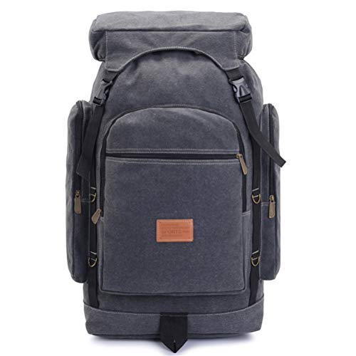 QFWCJ Mochila táctica de lona de 50 l, bolsa de cremallera de gran capacidad, 65 x 35 x 22 cm, para senderismo al aire libre, escalada (color : negro)